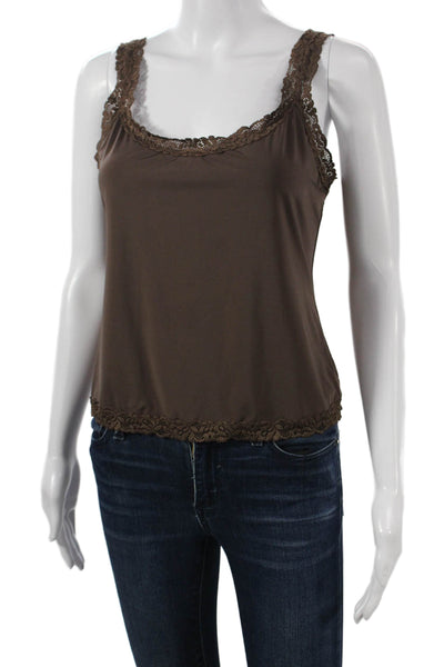 Natori Women Camisole Brown Square Neck Nylon Sleeveless Size L