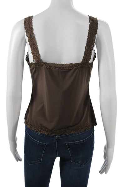 Natori Women Camisole Brown Square Neck Nylon Sleeveless Size L