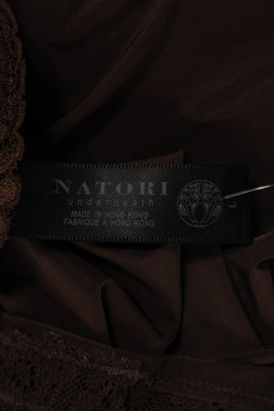 Natori Women Camisole Brown Square Neck Nylon Sleeveless Size L