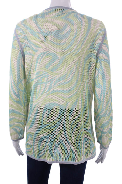 Neiman Marcus Women Cardigan Light Blue Silk V-Neck Long Sleeve Size XL