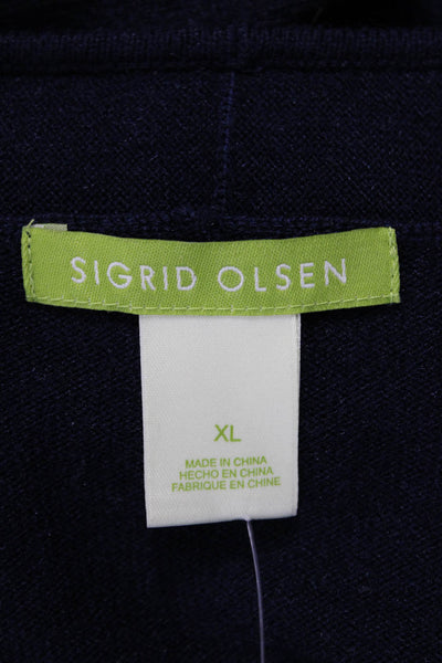 Sigrid Olsen Women Dark Blue Cardigan Sweater Long Sleeve Size XL