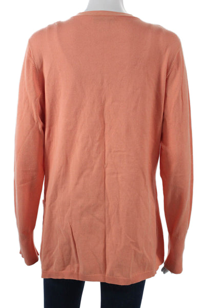 Neiman Marcus Women Cardigan Orange V Neck Button Long Sleeve Size XL