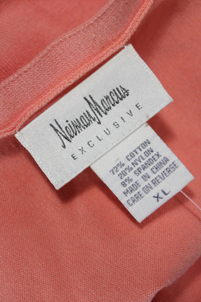 Neiman Marcus Women Cardigan Orange V Neck Button Long Sleeve Size XL