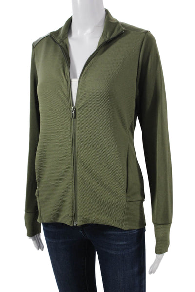 Adidas Womens Windbreaker Army Green High Neck Zip Polyester Blend Size S