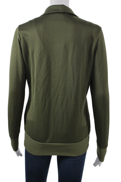 Adidas Womens Windbreaker Army Green High Neck Zip Polyester Blend Size S