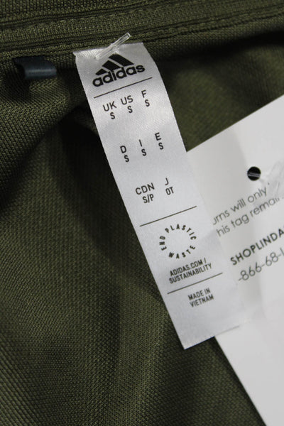 Adidas Womens Windbreaker Army Green High Neck Zip Polyester Blend Size S