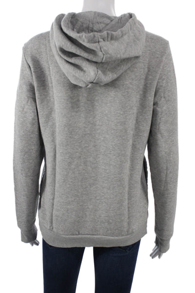 Adidas Womens Pullover Hoodie Gray Polyester Blend Drawstring Size M