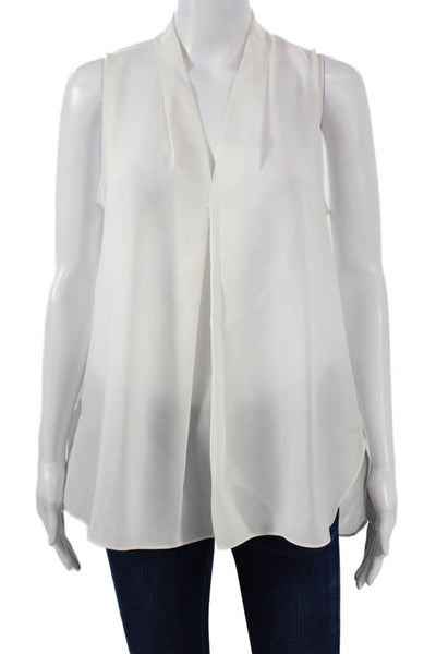 Vince Camuto Womens Sleeveless Tunic Blouse White Cotton Elastane Size M