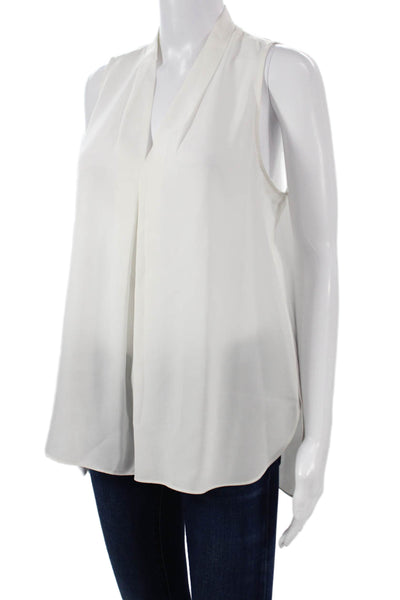 Vince Camuto Womens Sleeveless Tunic Blouse White Cotton Elastane Size M