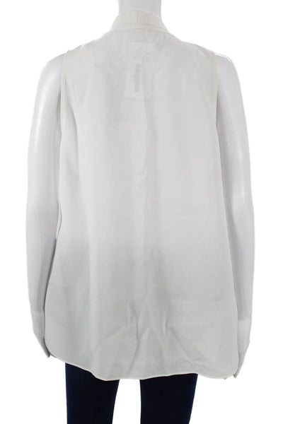Vince Camuto Womens Sleeveless Tunic Blouse White Cotton Elastane Size M
