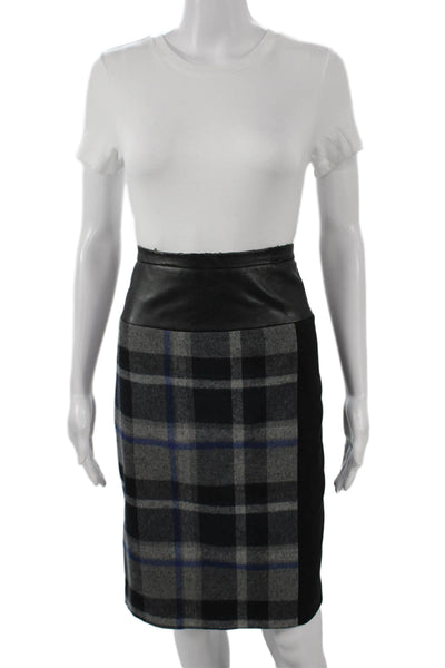 Calvin Klein Womens Black Plaid Pencil Skirt 100% Polyurethane Size 8