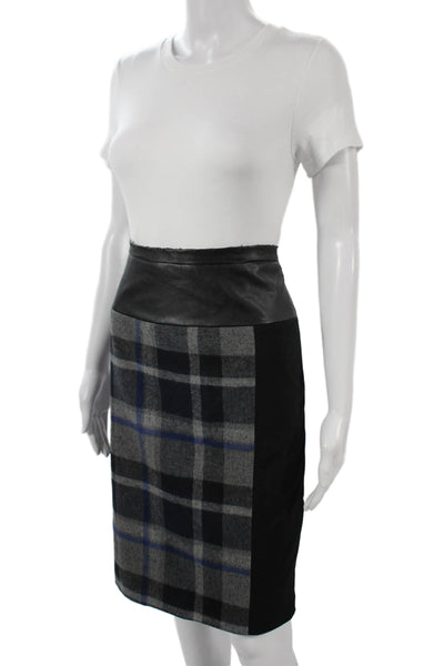 Calvin Klein Womens Black Plaid Pencil Skirt 100% Polyurethane Size 8