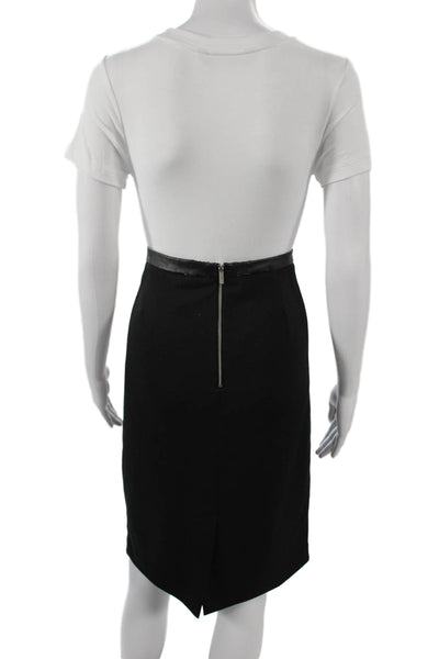 Calvin Klein Womens Black Plaid Pencil Skirt 100% Polyurethane Size 8
