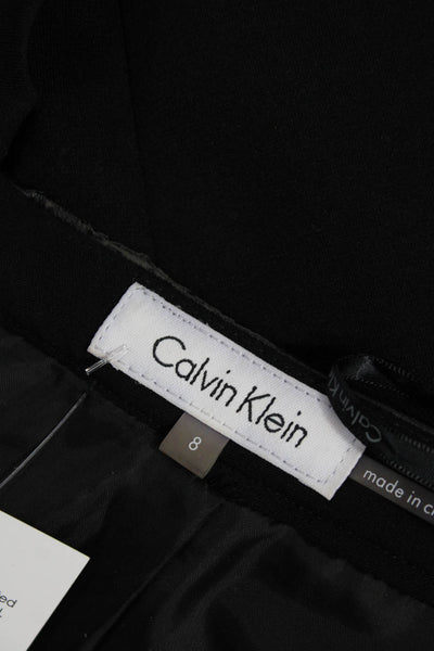 Calvin Klein Womens Black Plaid Pencil Skirt 100% Polyurethane Size 8