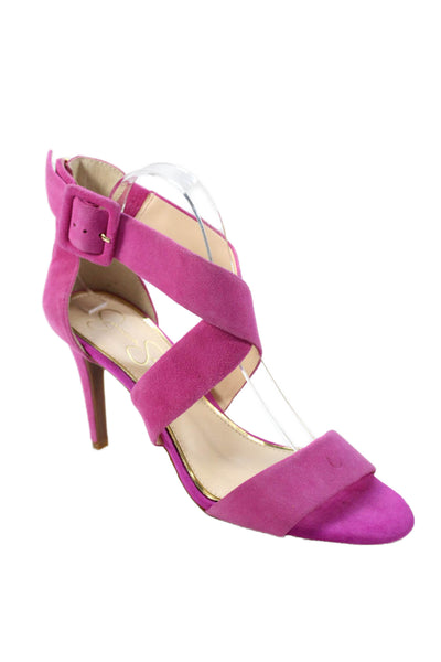 Jessica Simpson Women's Open Toe Suede Stiletto Sandals Pink Size 10