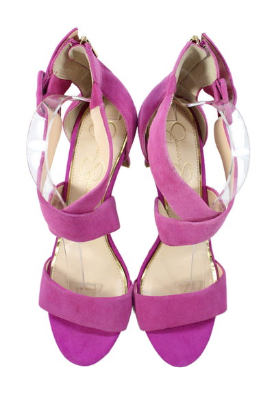 Jessica Simpson Women's Open Toe Suede Stiletto Sandals Pink Size 10