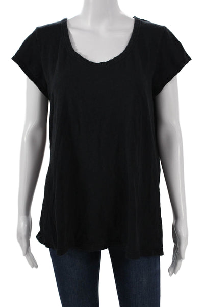 Velvet Womens Basic Black T-Shirt Short Sleeve Round Neck Cotton Modal Size S