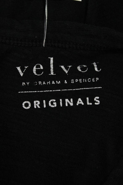 Velvet Womens Basic Black T-Shirt Short Sleeve Round Neck Cotton Modal Size S