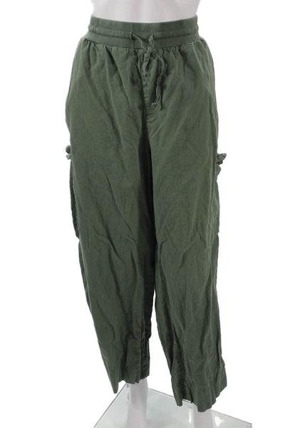 Pact Womens Cargo Jogger Pants Green Drawstring 70% Organic Cotton Size XL