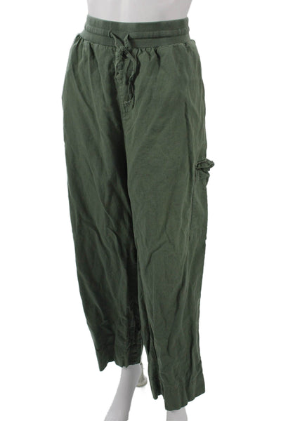 Pact Womens Cargo Jogger Pants Green Drawstring 70% Organic Cotton Size XL