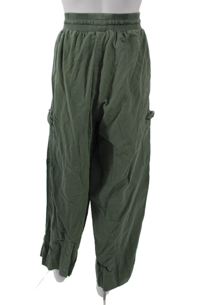 Pact Womens Cargo Jogger Pants Green Drawstring 70% Organic Cotton Size XL