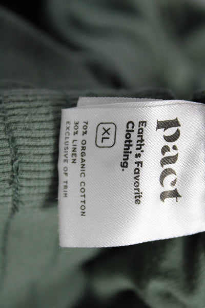 Pact Womens Cargo Jogger Pants Green Drawstring 70% Organic Cotton Size XL