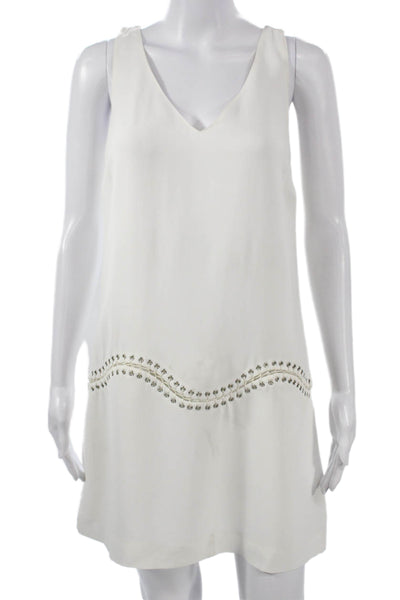 Ramy Brook Womens White V Neck Sleeveless Shift Dress Short Size 2