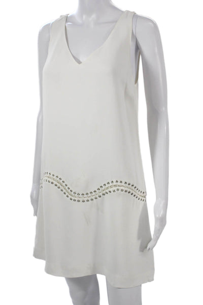Ramy Brook Womens White V Neck Sleeveless Shift Dress Short Size 2