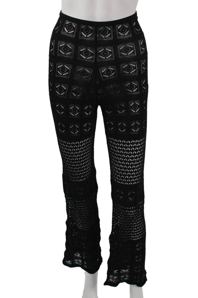 Zara Women Bohemian Geometric Black Pants Viscose Nylon Size M