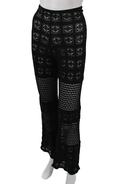 Zara Women Bohemian Geometric Black Pants Viscose Nylon Size M