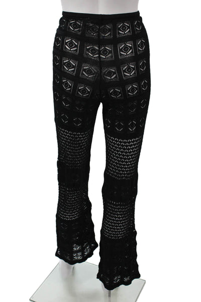 Zara Women Bohemian Geometric Black Pants Viscose Nylon Size M