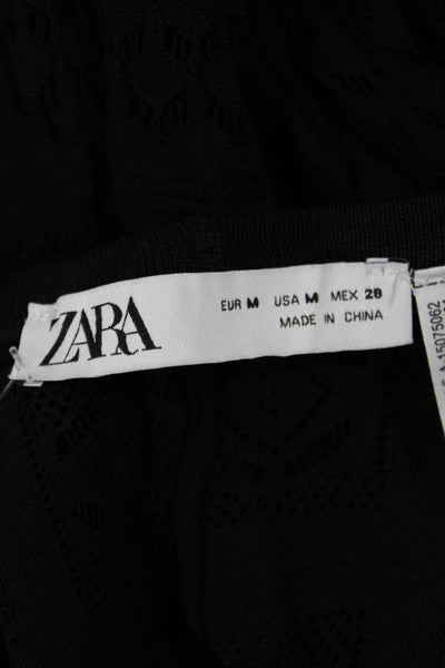Zara Women Bohemian Geometric Black Pants Viscose Nylon Size M