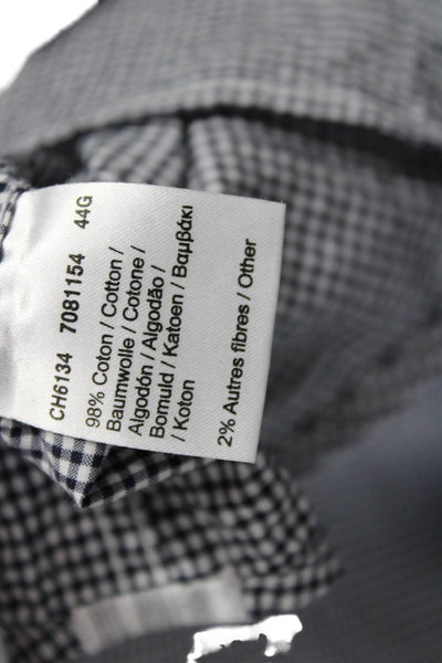 Lacoste Mens Button Front Long Sleeve Collared Gingham Shirt Navy White Size 40