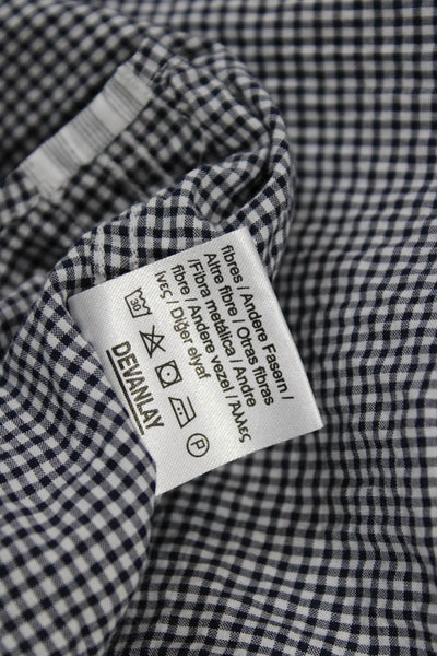 Lacoste Mens Button Front Long Sleeve Collared Gingham Shirt Navy White Size 40