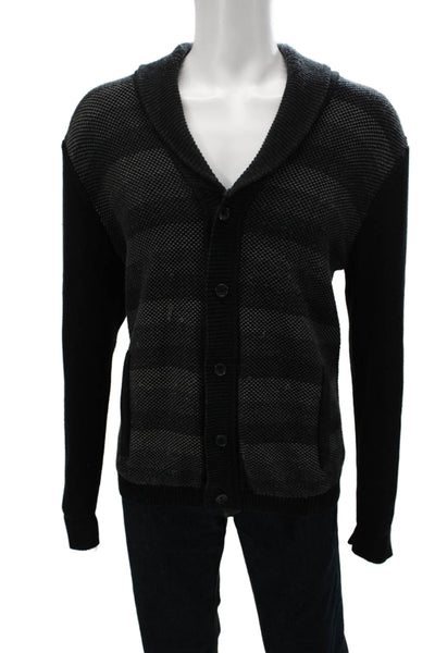 Calvin Klein Mens Cardigan Black Button Long Sleeve Cotton Acrylic Size L