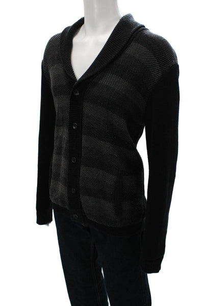 Calvin Klein Mens Cardigan Black Button Long Sleeve Cotton Acrylic Size L