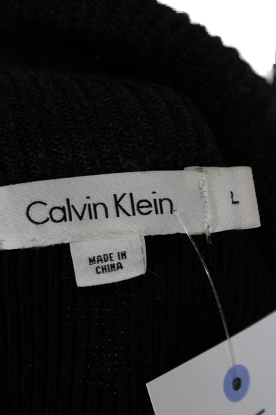 Calvin Klein Mens Cardigan Black Button Long Sleeve Cotton Acrylic Size L