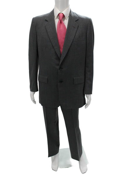 Hickey Freeman Men 2 Piece Dark Gray Striped Suit Size 42