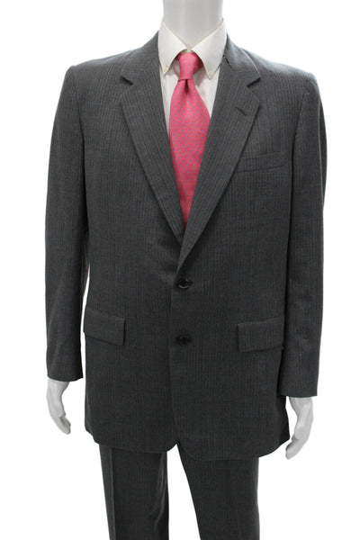 Hickey Freeman Men 2 Piece Dark Gray Striped Suit Size 42