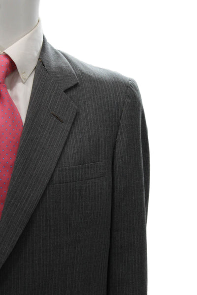 Hickey Freeman Men 2 Piece Dark Gray Striped Suit Size 42