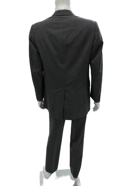 Hickey Freeman Men 2 Piece Dark Gray Striped Suit Size 42