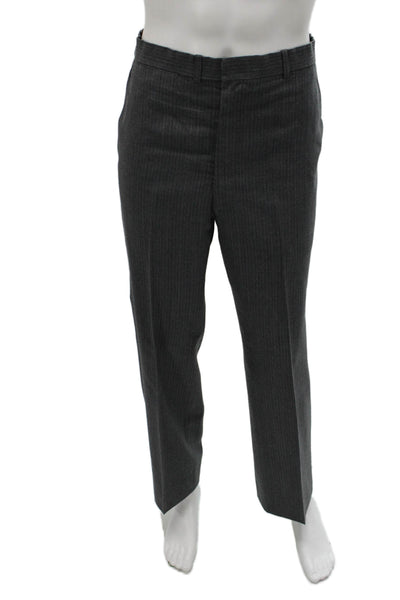 Hickey Freeman Men 2 Piece Dark Gray Striped Suit Size 42