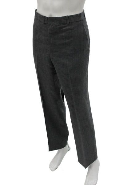 Hickey Freeman Men 2 Piece Dark Gray Striped Suit Size 42
