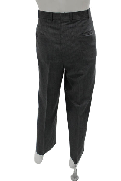 Hickey Freeman Men 2 Piece Dark Gray Striped Suit Size 42