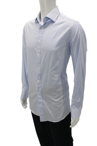 Indochino Mens Cotton Collared Long Sleeve Button-Down Shirt Blue Size L
