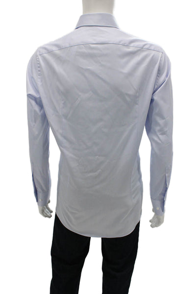 Indochino Mens Cotton Collared Long Sleeve Button-Down Shirt Blue Size L