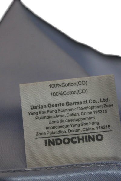 Indochino Mens Cotton Collared Long Sleeve Button-Down Shirt Blue Size L