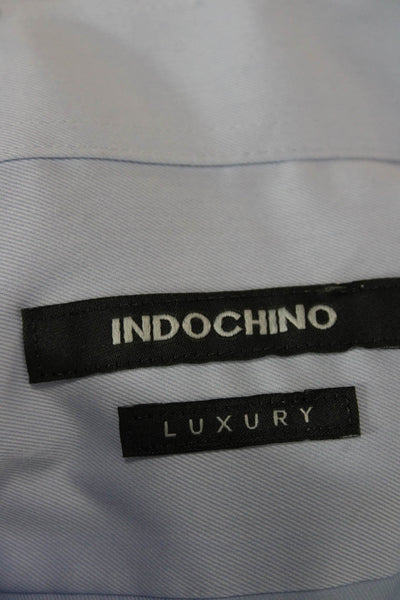 Indochino Mens Cotton Collared Long Sleeve Button-Down Shirt Blue Size L