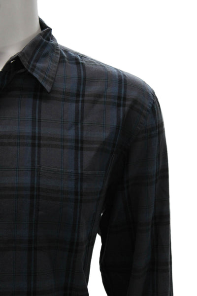 John Varvatos Star USA Mens Plaid Long Sleeve Button-Down Shirt Gray Size L