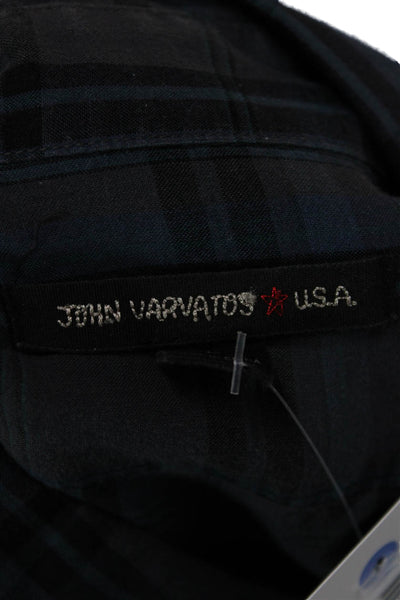 John Varvatos Star USA Mens Plaid Long Sleeve Button-Down Shirt Gray Size L